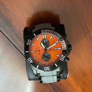 Invicta Seaspider 19781 Orange Dial Chronograph Black Gray Band 50mm